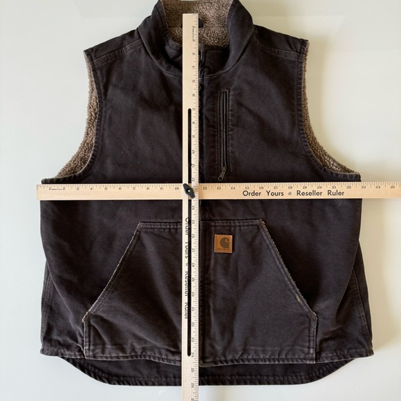 Carhartt Canvas Sherpa Lined Work Vest Jacket Mens Large V33 DKB Dark Brown - Picture 13 of 15